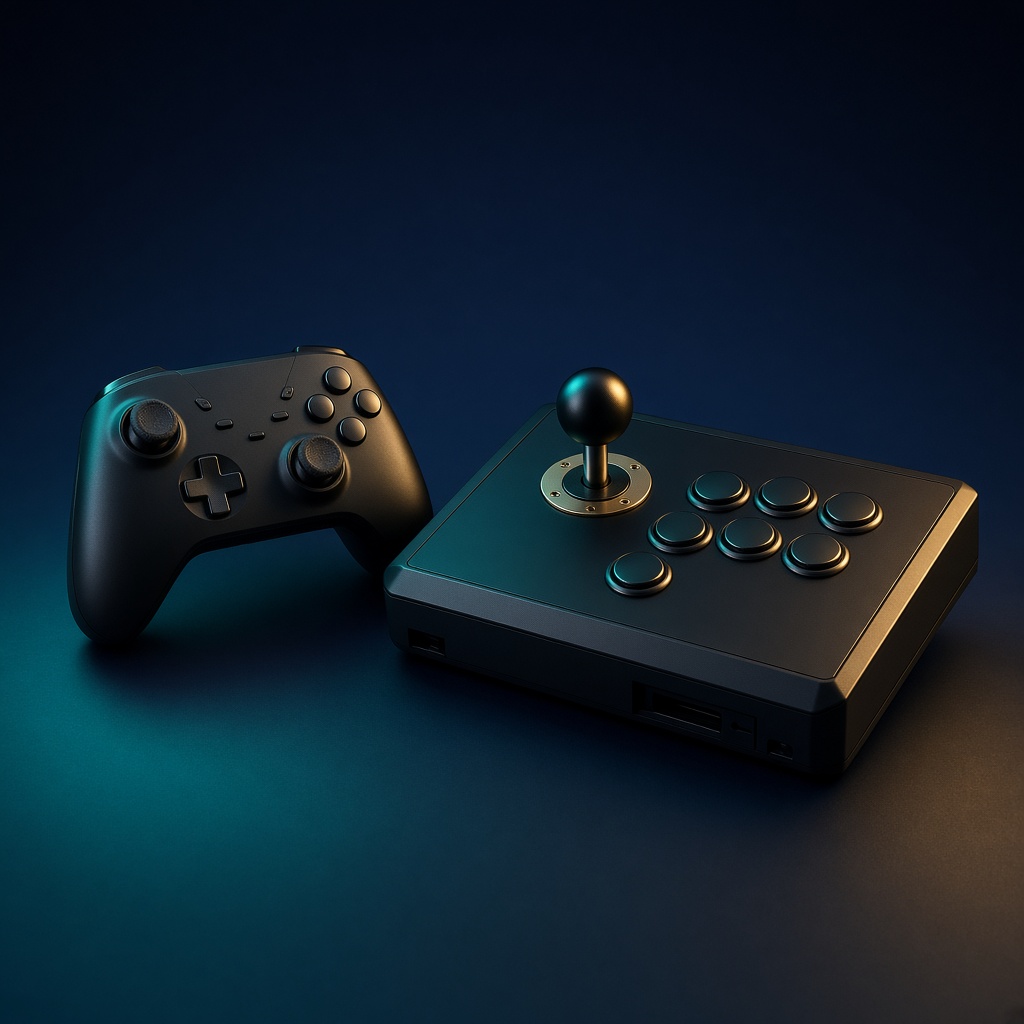 Manette et stick arcade noirs